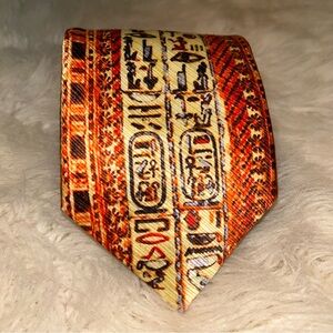 ANCIENT TIE Inc. Handcrafted Biblical Themes Egyptian Print Silk Tie